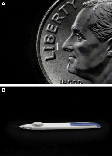comparing a dime to the size of a durysta injection