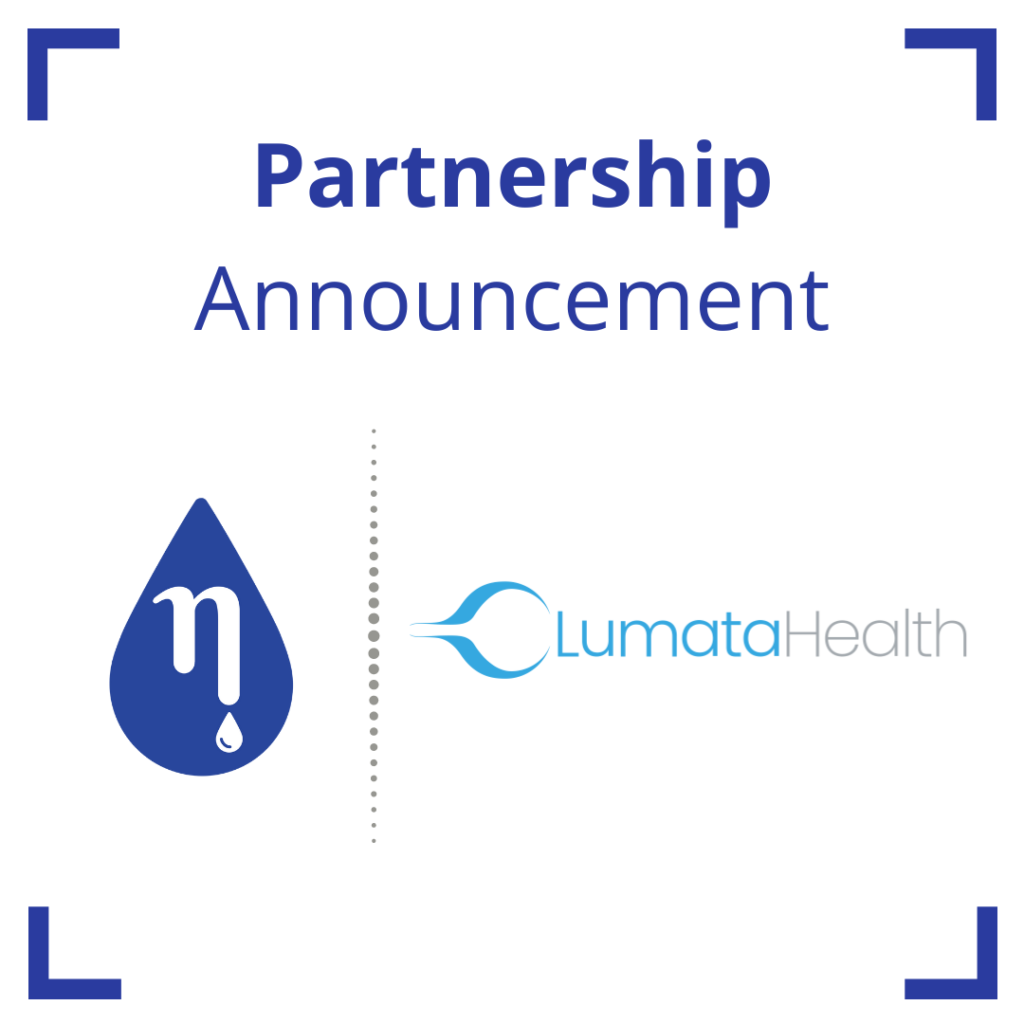 Partnership Announcement showing Nanodropper and Lumata Health logos
