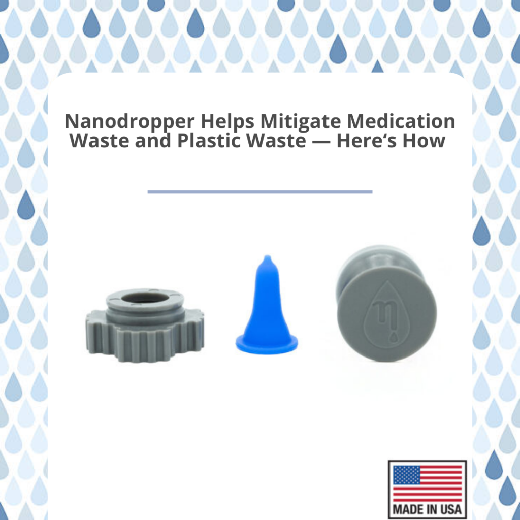 An image of the Nanodropper Adaptor, deconstructed with a graphic on the bottom right stating that it is made in the United States. The title of the blog post is also at the top of the graphic.