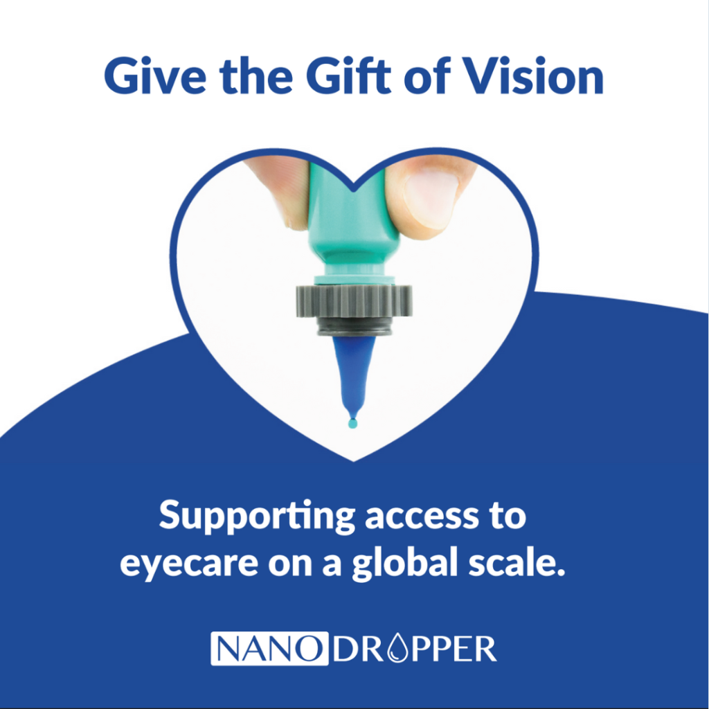 nanodropper's give the gift of vision campaign graphic