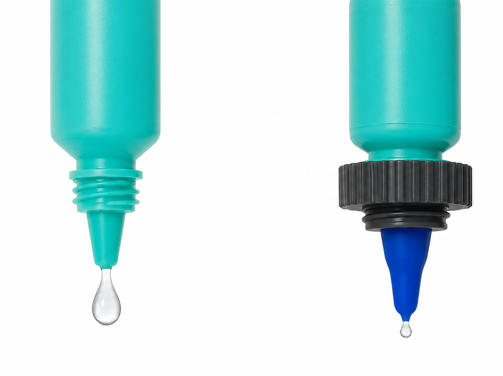 Side by side comparison Nanodropper, Drop size comparison